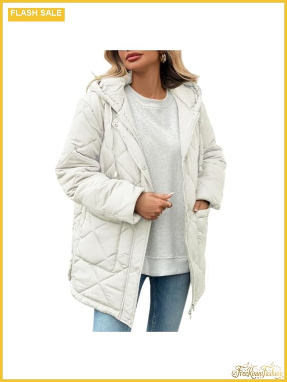 HOTIAN Women's Quilted Puffer Jacket Hooded Full Zip Lightweight Winter Coat